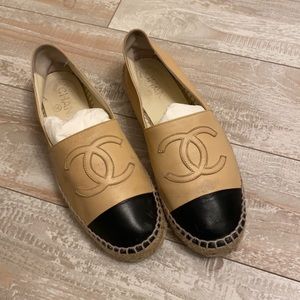 Chanel espadrille beige leather size 37